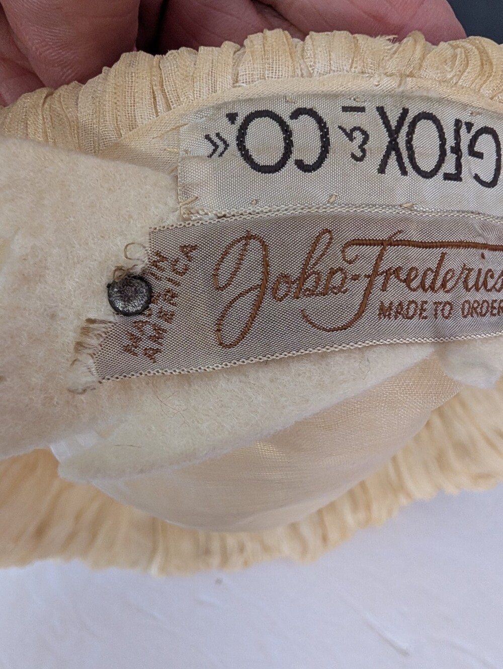 Vintage Hat Cream Rhinestone Art Deco Bed Cap By John Frederic - Picture 9 of 10